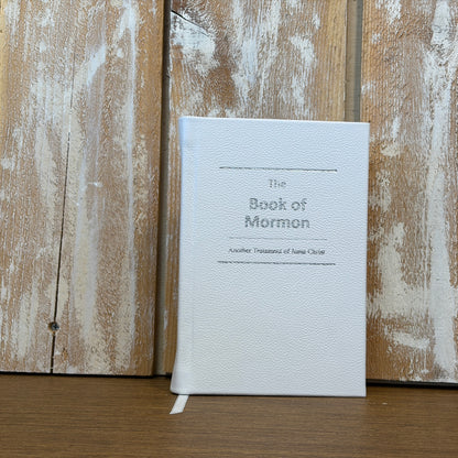 White Cowhide Hardcover Book of Mormon