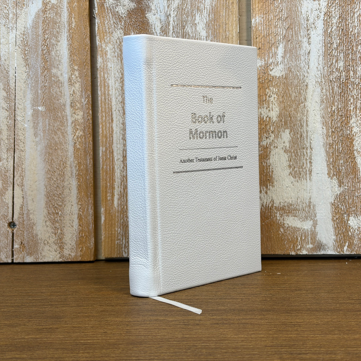 White Cowhide Hardcover Book of Mormon