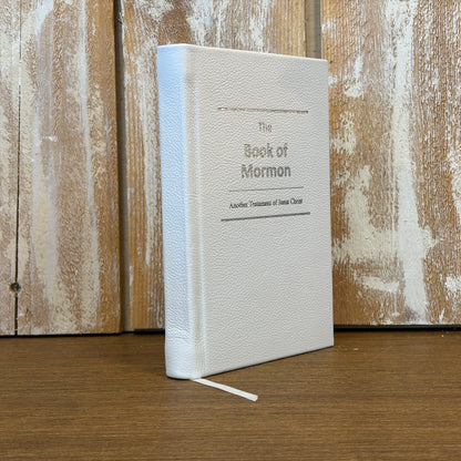 White Cowhide Hardcover Book of Mormon