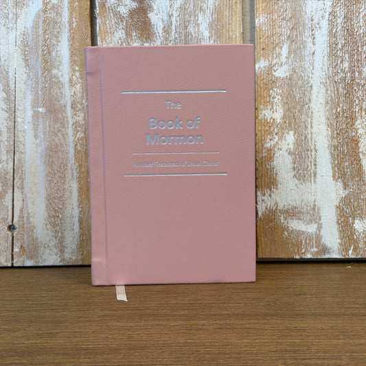 Blush Pink Plonge Cowhide Hardcover Book of Mormon