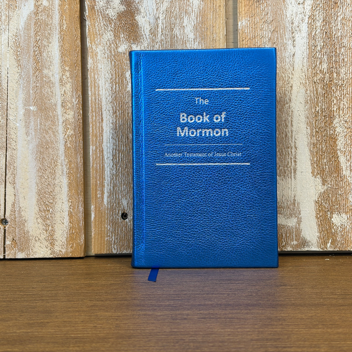 Metallic Blue Cowhide Hardcover Book of Mormon