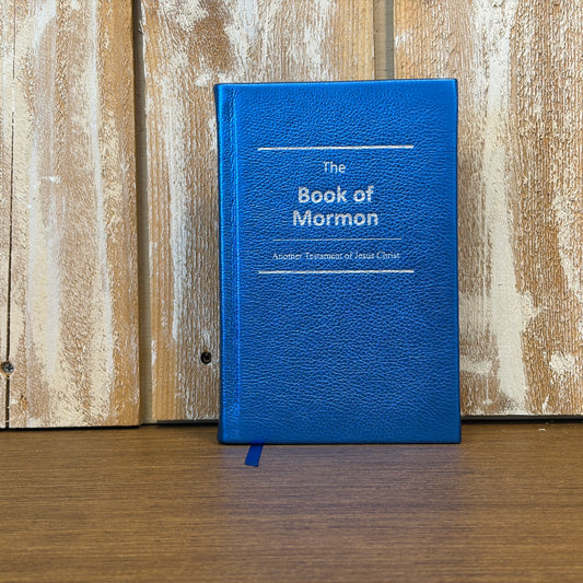 Metallic Blue Cowhide Hardcover Book of Mormon