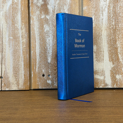 Metallic Blue Cowhide Hardcover Book of Mormon