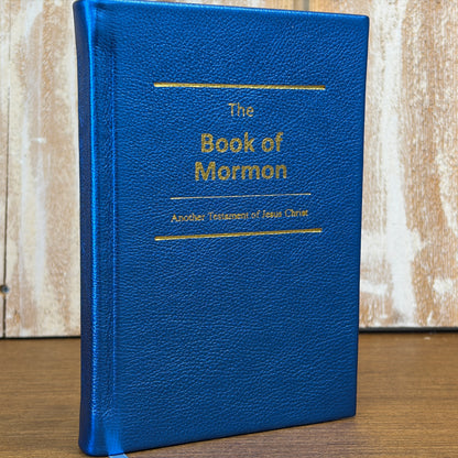 Metallic Blue Cowhide Hardcover Book of Mormon