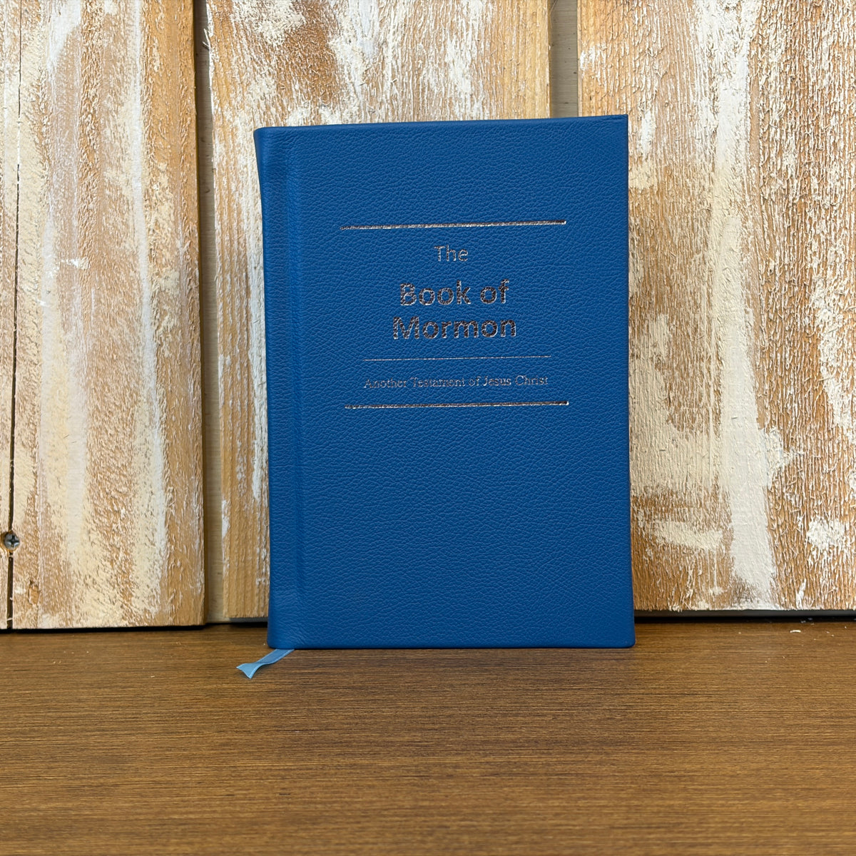 Sky Blue Cowhide Hardcover Book of Mormon