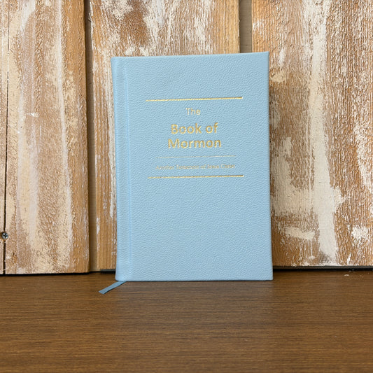 Baby Blue Cowhide Hardcover Book of Mormon