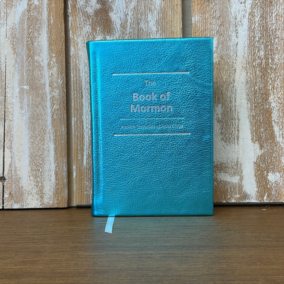 Metallic Turquoise Cowhide Hardcover Book of Mormon