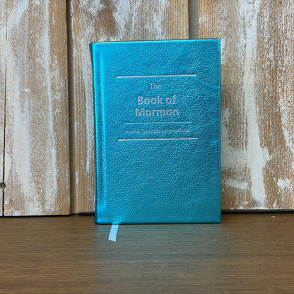 Metallic Turquoise Cowhide Hardcover Book of Mormon