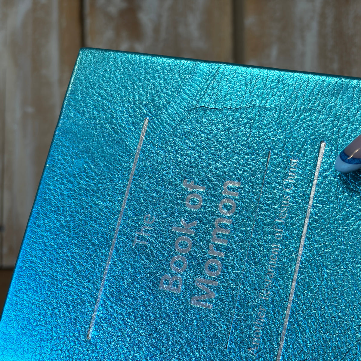 Metallic Turquoise Cowhide Hardcover Book of Mormon