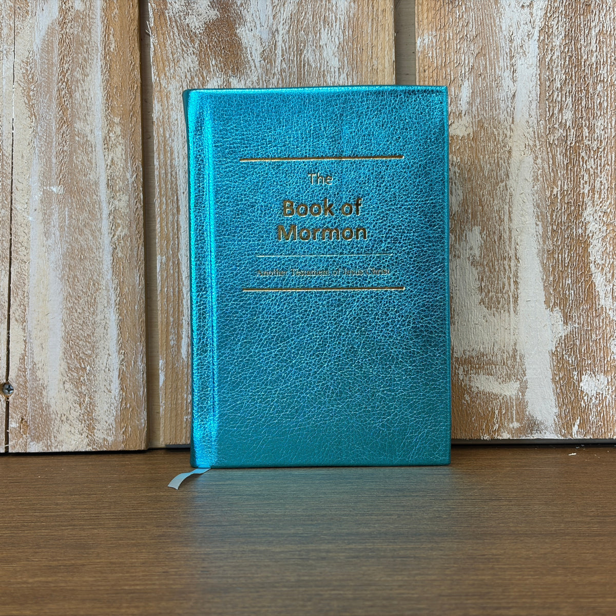 Metallic Turquoise Cowhide Hardcover Book of Mormon