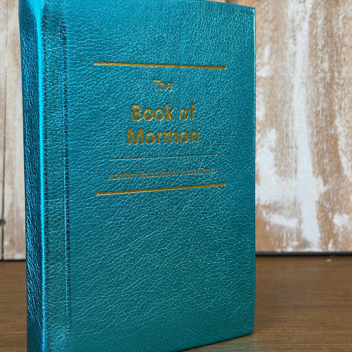 Metallic Turquoise Cowhide Hardcover Book of Mormon