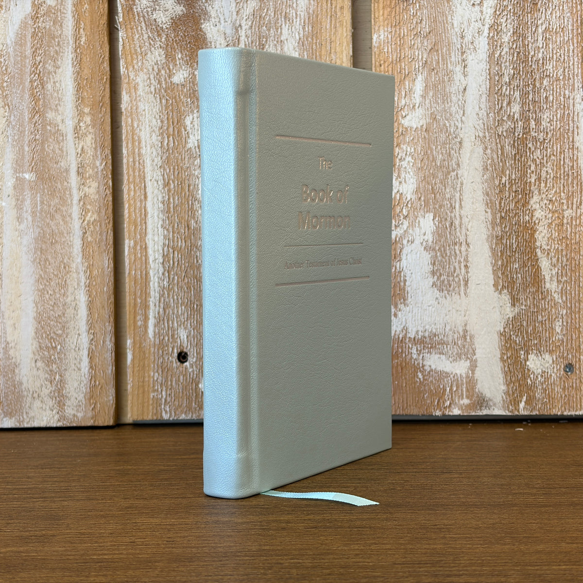 Pearlized Sage Lambskin Hardcover Book of Mormon